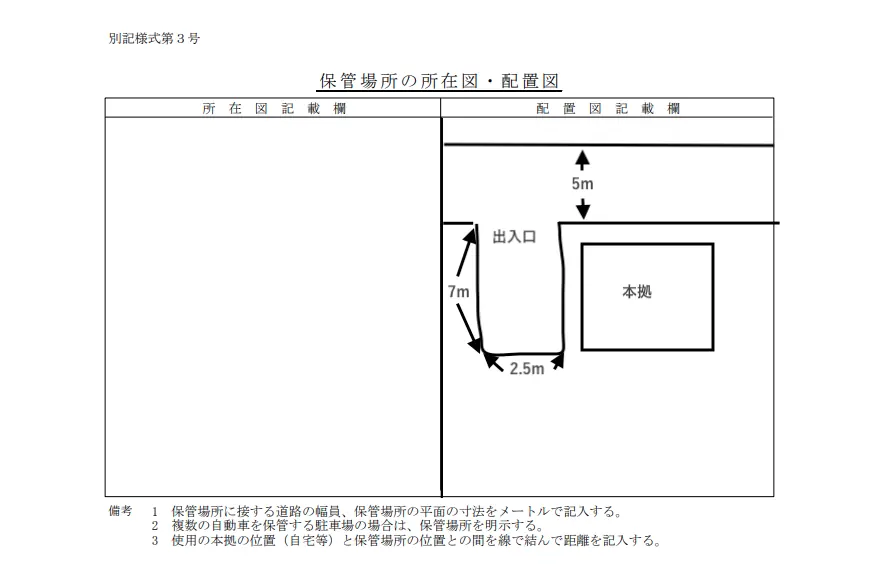 山形県の車庫証明 - 所在図・配置図